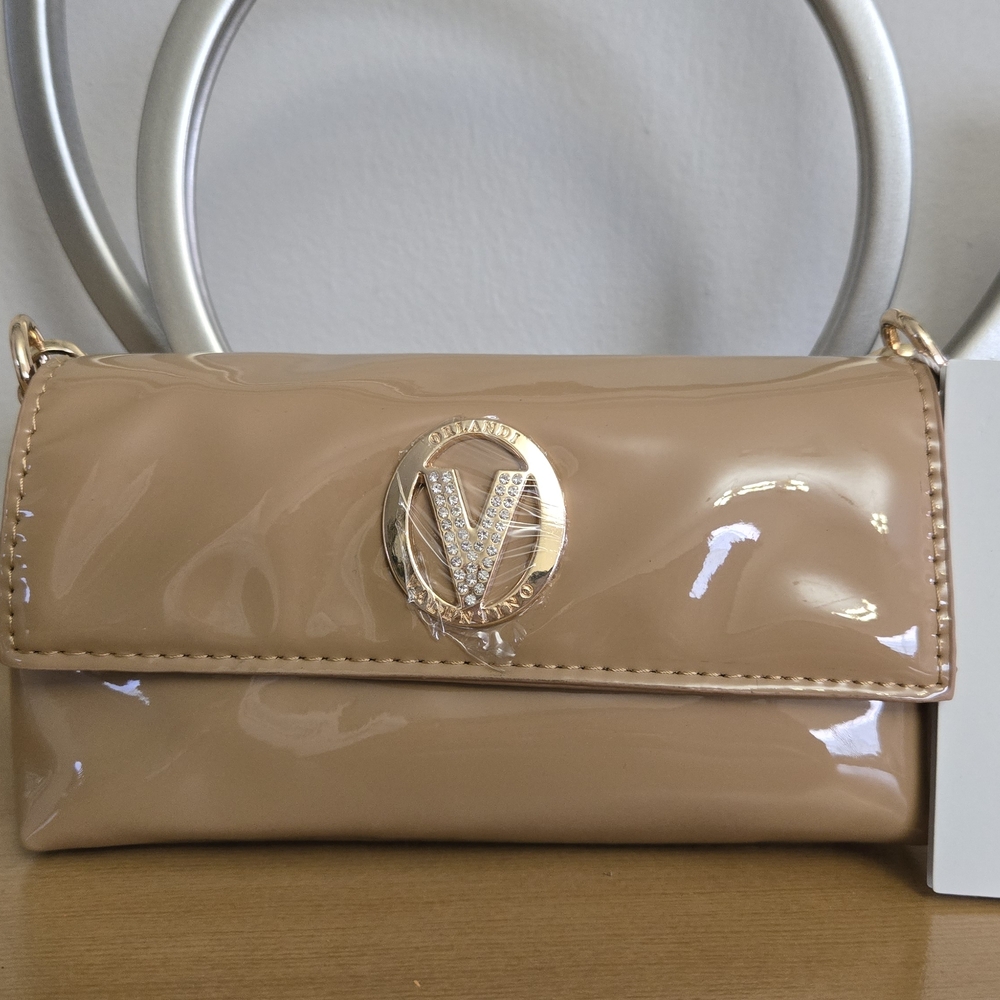 Valentino Beige Patent Leather Clutch